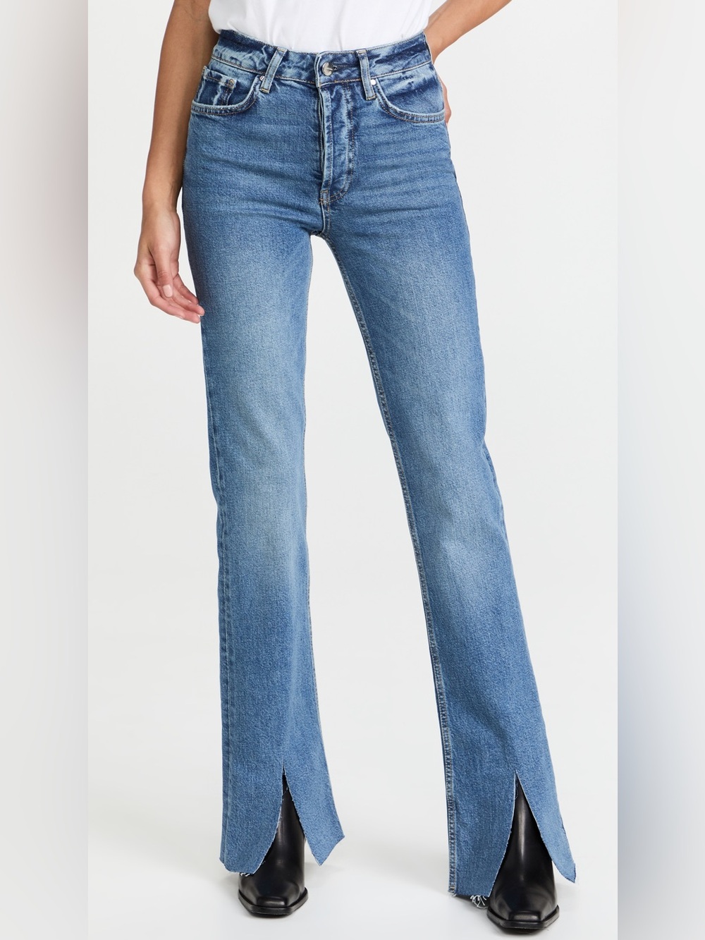 Anine Bing Split Hem Raw Hem Roxanne Jeans Size 27